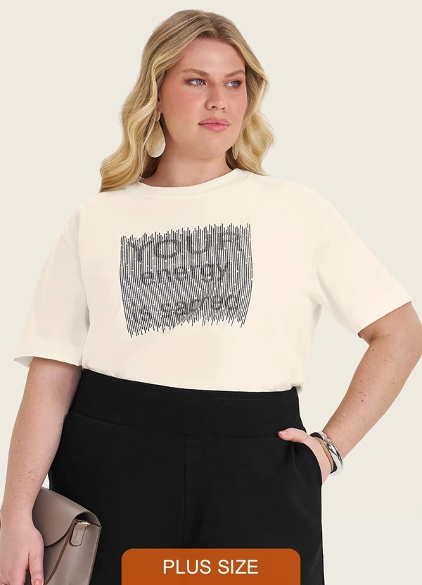 Secret Glam - Camiseta Manga Curta Plus Size Bege