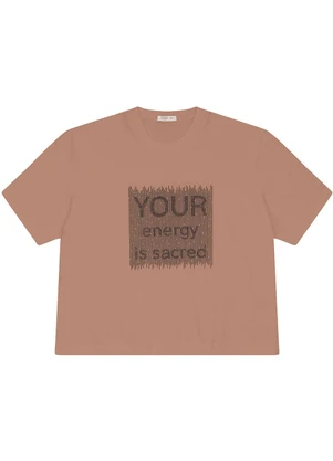 Secret Glam - Camiseta Manga Curta Plus Size Marrom - SECRET GLAM