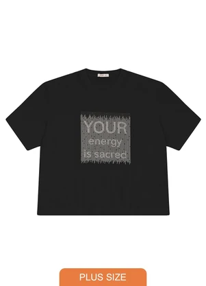 Secret Glam - Camiseta Manga Curta Plus Size Preto - SECRET GLAM