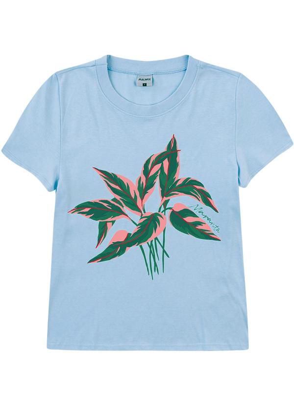 Malwee - Camiseta Maranta em Malha Azul Pastel
