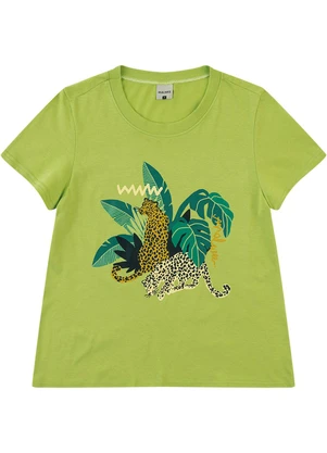 Malwee - Camiseta Onças Pintadas em Malha Verde - MALWEE