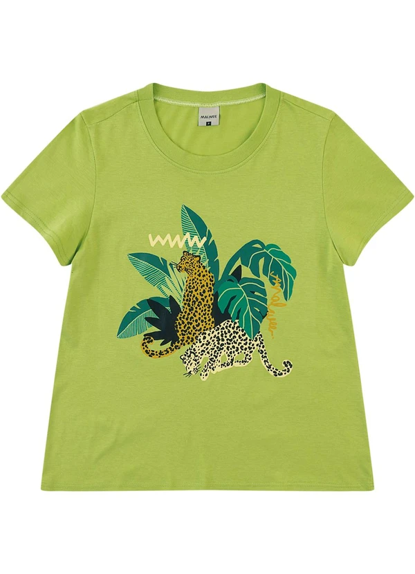 Malwee - Camiseta Onças Pintadas em Malha Verde