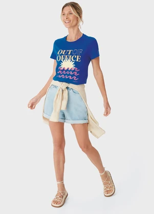Malwee - Camiseta Out Of Office em Malha Azul Royal - MALWEE