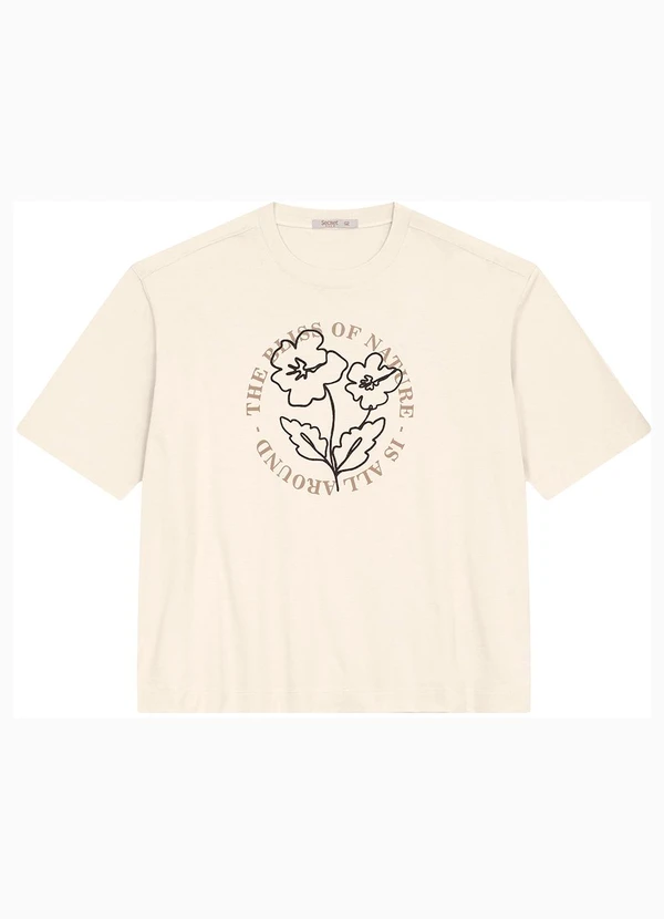 Secret Glam - Camiseta Plus Size em Meia Malha Bege