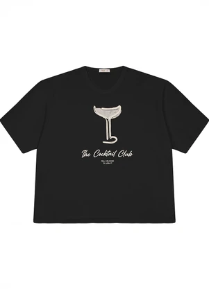 Secret Glam - Camiseta Plus Size em Meia Malha Preto - SECRET GLAM