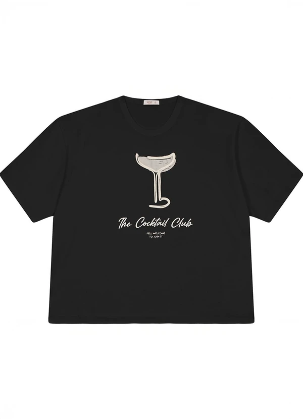 Secret Glam - Camiseta Plus Size em Meia Malha Preto