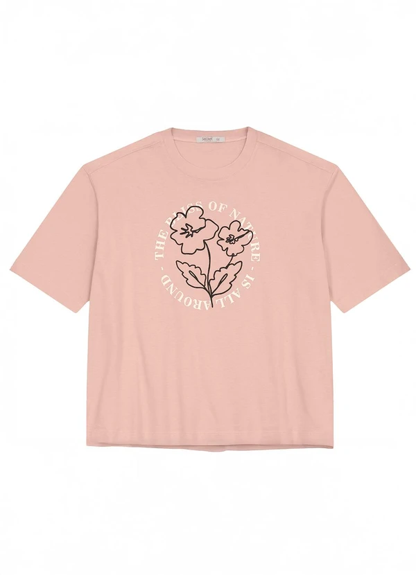 Secret Glam - Camiseta Plus Size em Meia Malha Rosa	