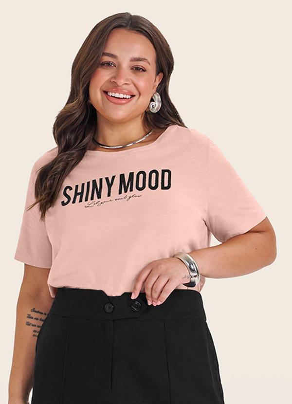 Secret Glam - Camiseta Plus Size Manga Curta Rosa