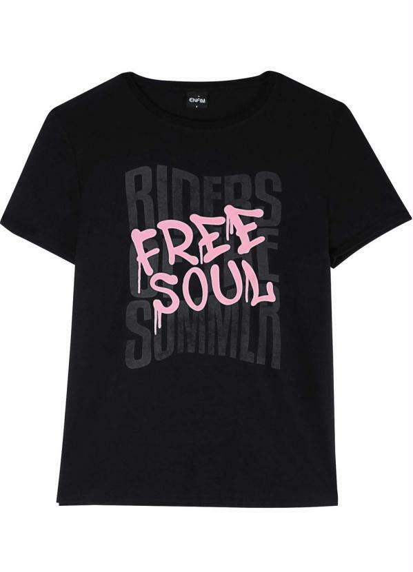 Enfim - Camiseta Preta Free Soul Feminina