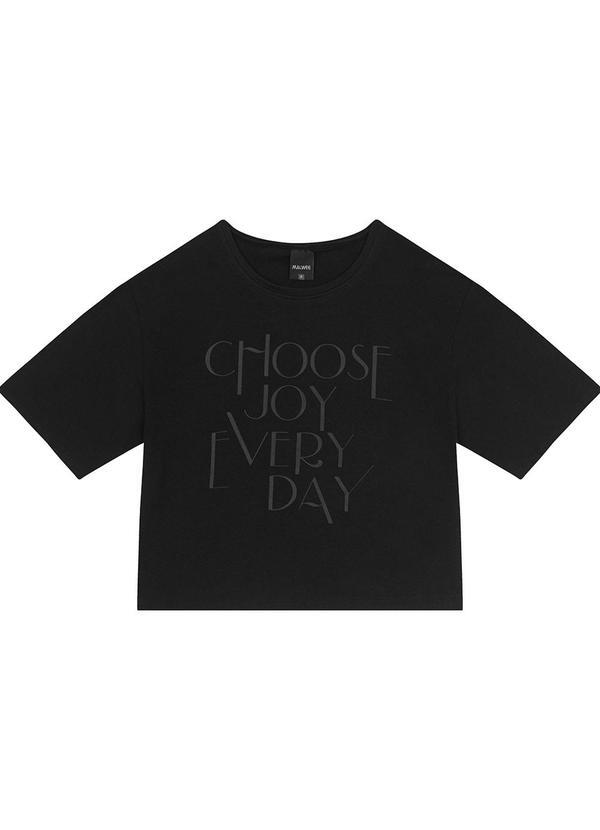 Malwee - Camiseta Preto Cropped Choose Joy