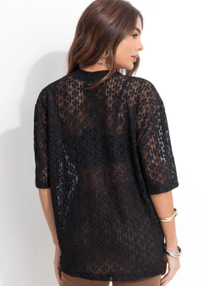 Colcci - Camiseta Renda Preto - COLCCI