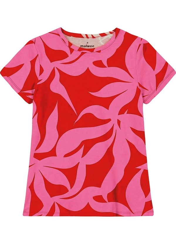 Malwee - Camiseta Slim Folhagens Vermelho