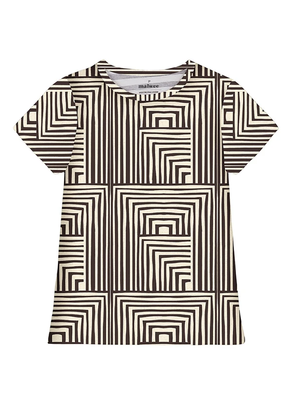 Malwee - Camiseta Slim Geométrica Off White
