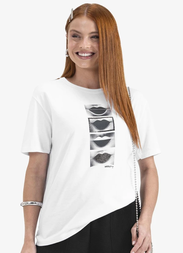 Minty - Camiseta T-Shirt em Meia Malha Branco