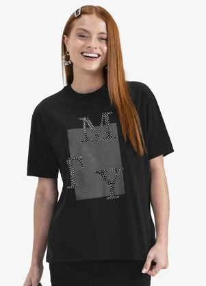 Minty - Camiseta T-Shirt Manga Curta em Meia Malha Preto - MINTY