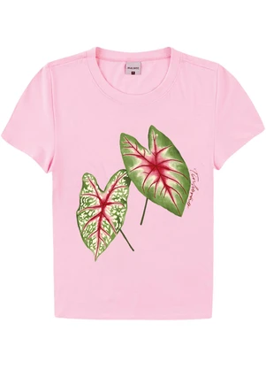 Malwee - Camiseta Tinhorão em Malha Rosa Claro - MALWEE