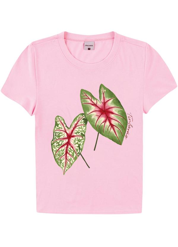 Malwee - Camiseta Tinhorão em Malha Rosa Claro