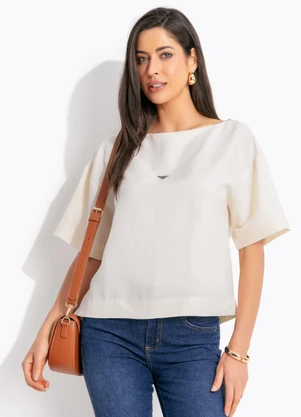 Colcci - Camiseta Viscolinho Bege - COLCCI