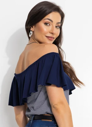 Moda Pop - Ciganinha com Babado Listrada e Marinho - MODA POP