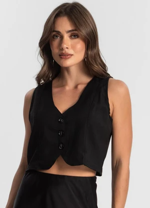 Rovitex - Colete Feminino em Alfaiataria Preto - ROVITEX