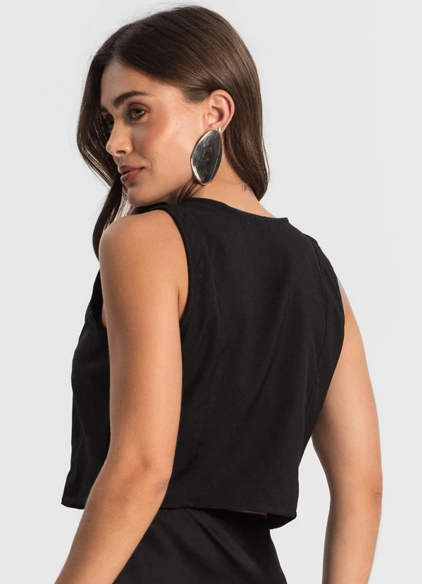 Rovitex - Colete Feminino em Alfaiataria Preto 2