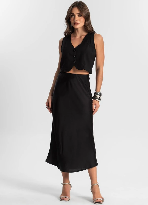 Rovitex - Colete Feminino em Alfaiataria Preto 3