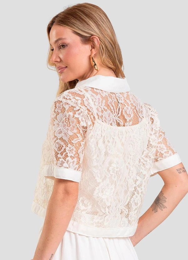CONJUNTO CAMISA COM BLUSA DE ALCA FEMININA BEGE - DIANNA