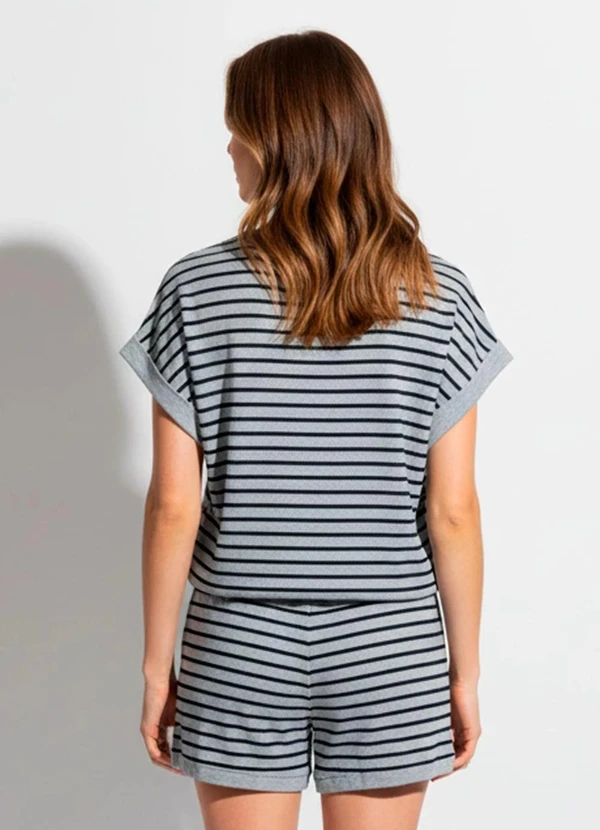 Quintess - Conjunto Cinza Listrado  Algodão 2