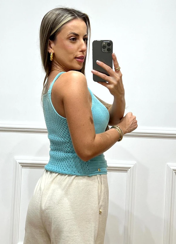 Doce Tom - Conjunto Tricot Verão Elegante Azul 2