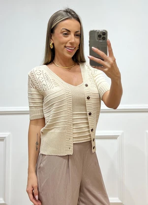 Doce Tom - Conjunto Tricot Verão Elegante Bege - DOCE TOM