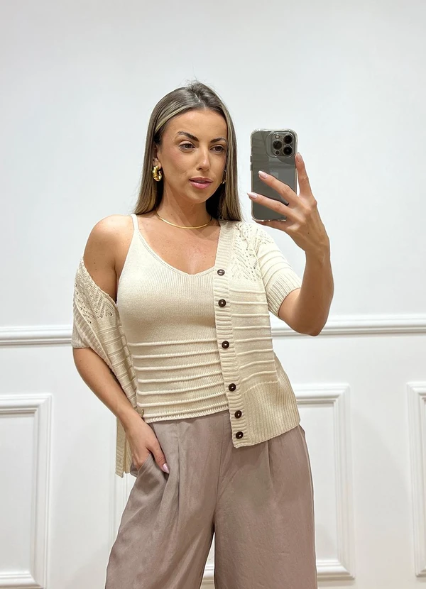 Doce Tom - Conjunto Tricot Verão Elegante Bege 2