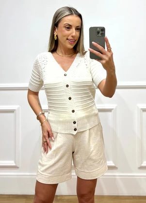 Doce Tom - Conjunto Tricot Verão Elegante Off White - DOCE TOM
