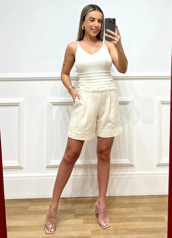 Doce Tom - Conjunto Tricot Verão Elegante Off White 2