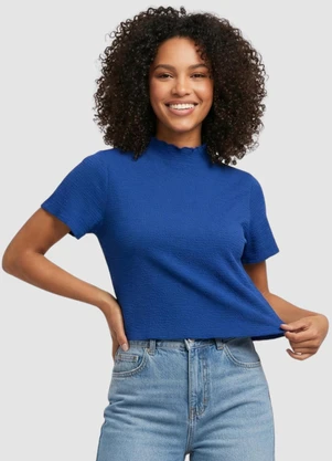 Yends Fashion - Cropped Anarruga Gola Alta Cacharrel Azul - YENDS FASHION