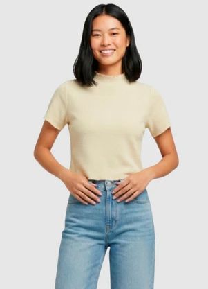 Yends Fashion - Cropped Anarruga Gola Alta Cacharrel Bege - YENDS FASHION