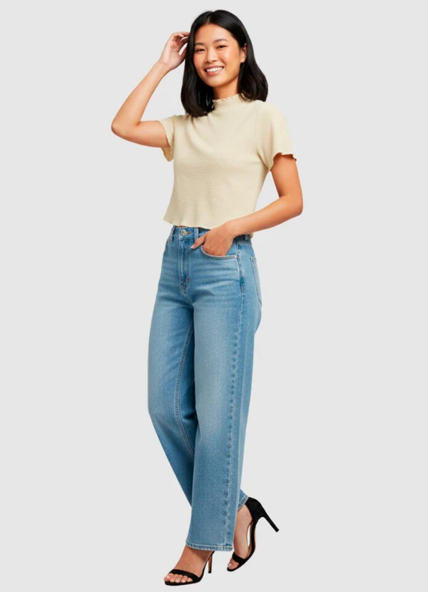 Yends Fashion - Cropped Anarruga Gola Alta Cacharrel Bege 2