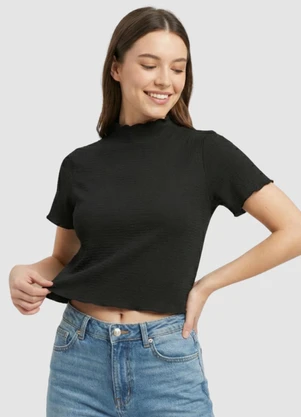 Yends Fashion - Cropped Anarruga Gola Alta Cacharrel Preto - YENDS FASHION