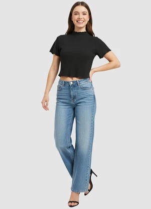 Yends Fashion - Cropped Anarruga Gola Alta Cacharrel Preto - YENDS FASHION