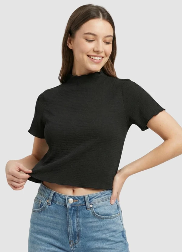 Yends Fashion - Cropped Anarruga Gola Alta Cacharrel Preto