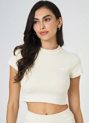 Vouq - Cropped Fit-Tech Goes com Manga Creme - VOUQ