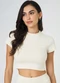 Vouq - Cropped Fit-Tech Goes com Manga Azul Space - variação: Creme