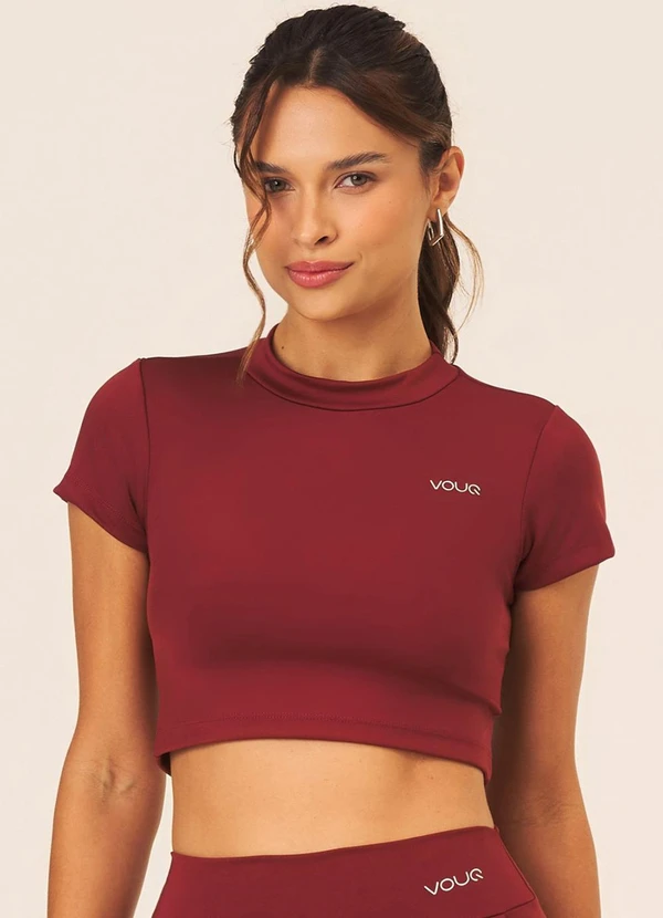 Vouq - Cropped Fit-Tech Goes com Manga Marsala