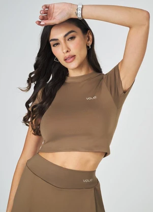 Vouq - Cropped Fit-Tech Goes com Manga Mocha - VOUQ