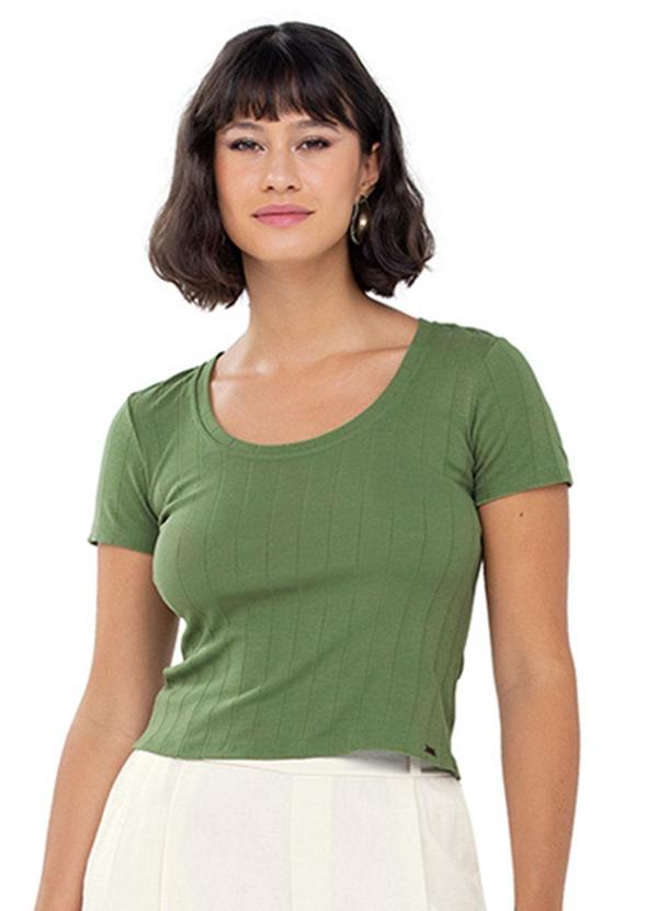 Rezzato - Cropped Ribana Gola Redonda Adulto Verde
