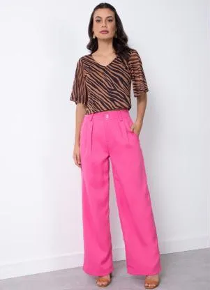 Quintess - Cropped Tigre com Decote em V Drapeado - QUINTESS