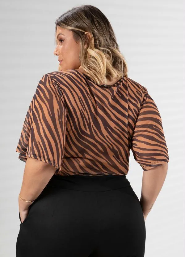 Quintess - Cropped Tigre com Decote em V Drapeado 3