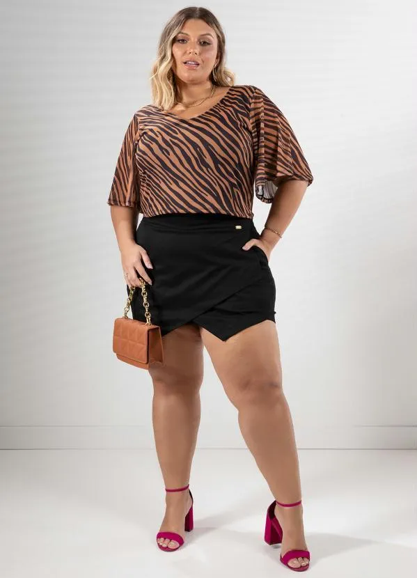 Quintess - Cropped Tigre com Decote em V Drapeado 2