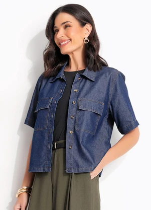 Quintess - Jaqueta Azul Escuro em Jeans - QUINTESS