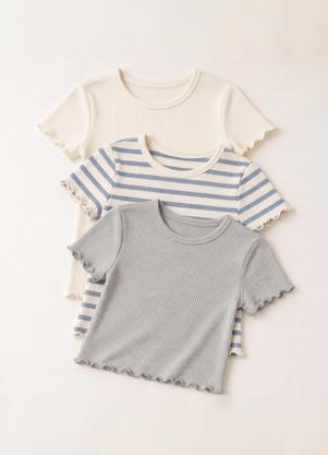 Kit 3 Blusas Caneladas Feminina