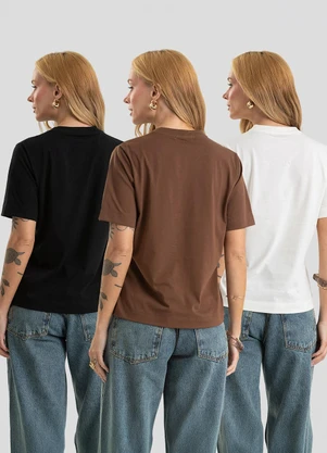 Dianna - Kit 3 Blusas Femininas Básicas Lisas Multicores - DIANNA